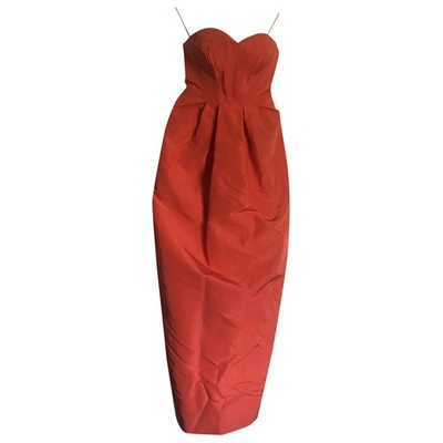 Pre-owned Zac Posen Silk Maxi Dress In Orange