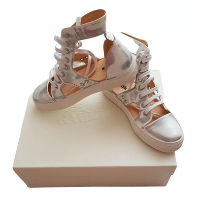 Pre-owned Jean Paul Gaultier Leather Trainers In Silver