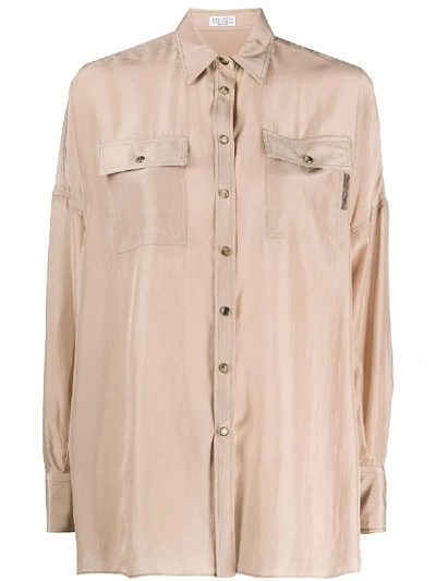 Shop Brunello Cucinelli Lightweight Two-pocket Shirt In Neutrals