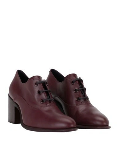 Shop Celine Laced Shoes In Maroon