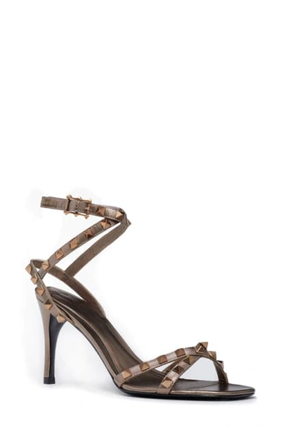 Shop Valentino Flair Rockstud Ankle Strap Sandal In Sasso