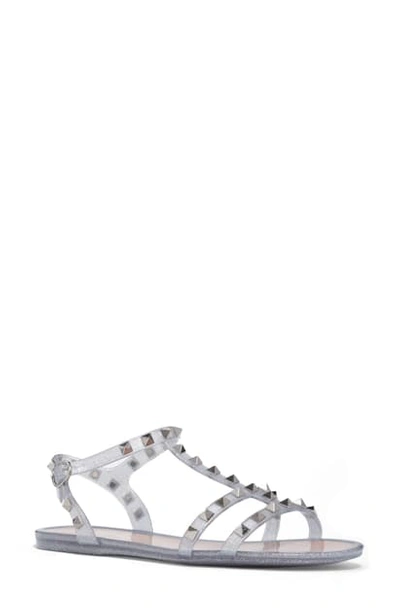 Shop Valentino Rockstud Sandal In Silver