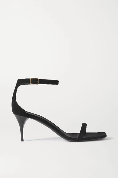 Shop Saint Laurent Lexi Suede Sandals In Black