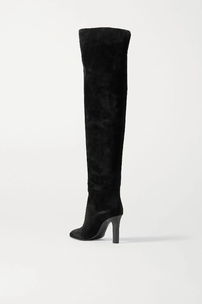 Shop Saint Laurent Jane Suede Over-the-knee Boots In Black