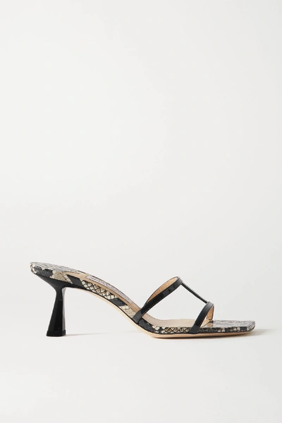 Shop Jimmy Choo Ria 65 Snake-effect And Patent-leather Mules In Snake Print