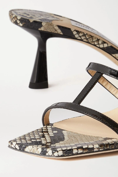 Shop Jimmy Choo Ria 65 Snake-effect And Patent-leather Mules In Snake Print