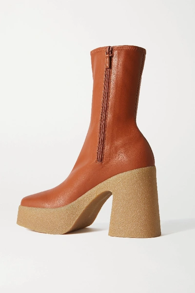 Shop Stella Mccartney Vegetarian Leather Platform Ankle Boots In Beige