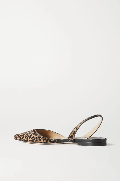 Shop Jimmy Choo Thandi Leopard-print Calf Hair Slingback Point-toe Flats In Leopard Print