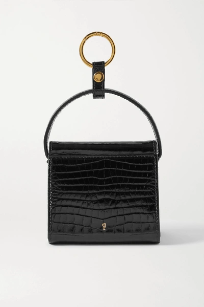 Shop Gu_de Play Mini Croc-effect Leather Tote In Black
