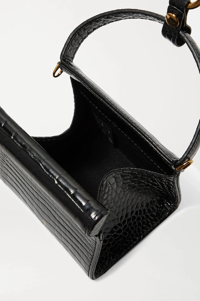 Shop Gu_de Play Mini Croc-effect Leather Tote In Black