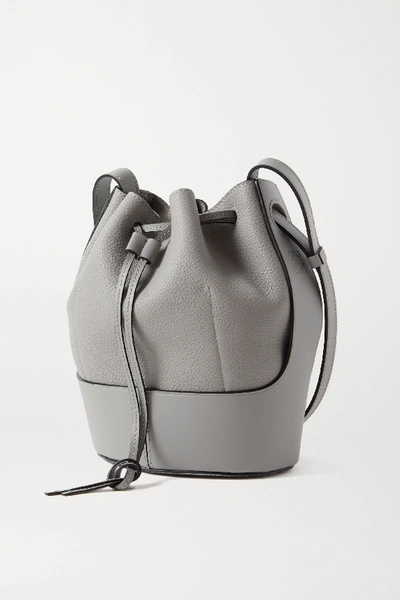 Loewe Balloon Small Smooth And Textured-leather Bucket Bag In Grey