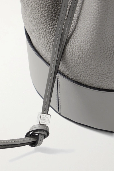 Shop Loewe Balloon Small Smooth And Textured-leather Bucket Bag In Gray