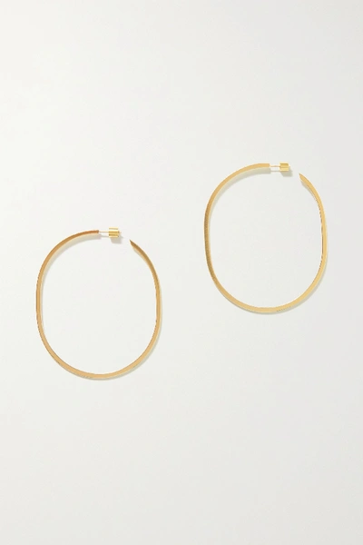 Shop Jennifer Fisher Oval Thread Gold-plated Hoop Earrings