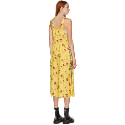 Shop R13 Yellow Floral Long Side Stripe Slip Dress