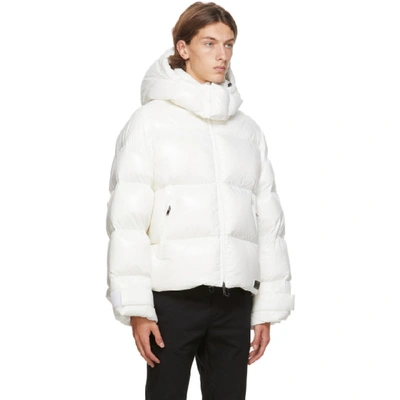 Shop Valentino White Down Vltn Hooded Coat In 0bo Bianco