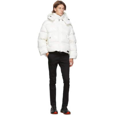 Shop Valentino White Down Vltn Hooded Coat In 0bo Bianco