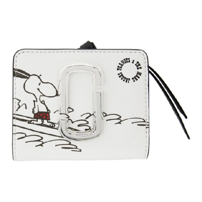 Shop Marc Jacobs White Peanuts Edition Mini Snapshot Compact Wallet In 101 White M