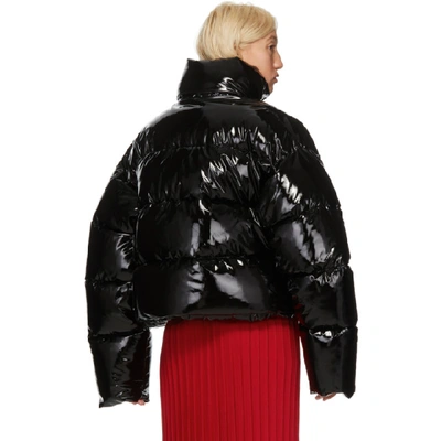 Shop Balenciaga Black Shiny Cropped Puffer Jacket In 1000 Black