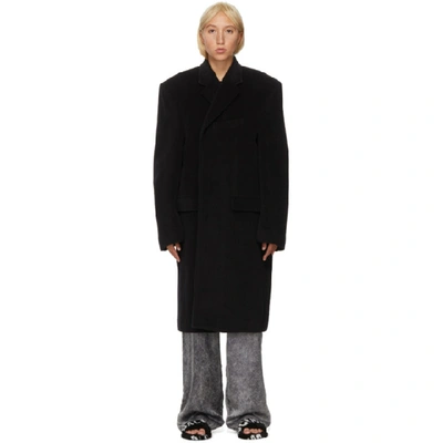 Shop Balenciaga Black Alpaca And Wool Side Coat In 1000 Black