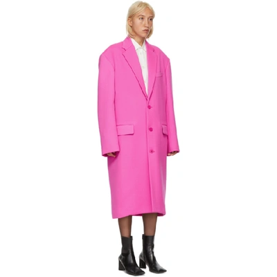 Shop Balenciaga Pink Wool Boxy Coat In 5710 Pink