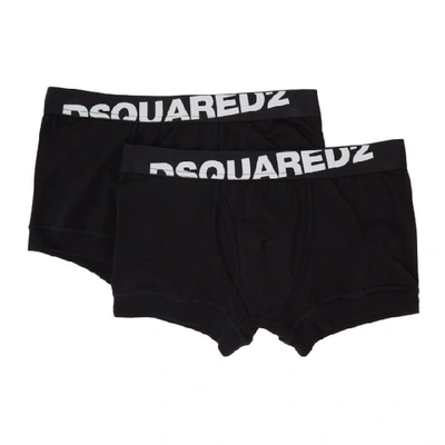 Shop Dsquared2 Two-pack Black Logo Boxer Briefs In 200 Black