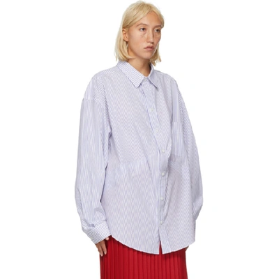 Shop Balenciaga Blue And White Stripe Swing Shirt In 9086 Wh Blu