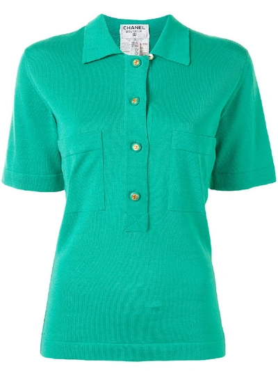 Pre-owned Chanel Cc Buttons Polo Shirt In Green