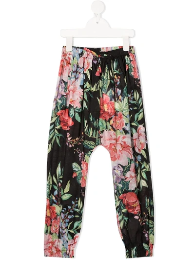 Shop Zimmermann Floral-print Loose-fit Trousers In Black
