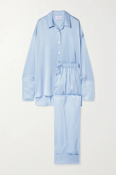 Shop Sleeper Satin Pajama Set In Sky Blue