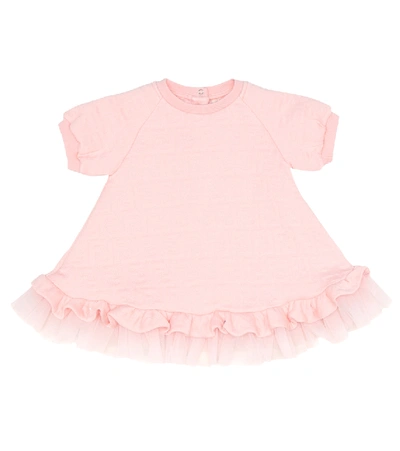 Shop Fendi Baby Ff Embossed Dress In Pink