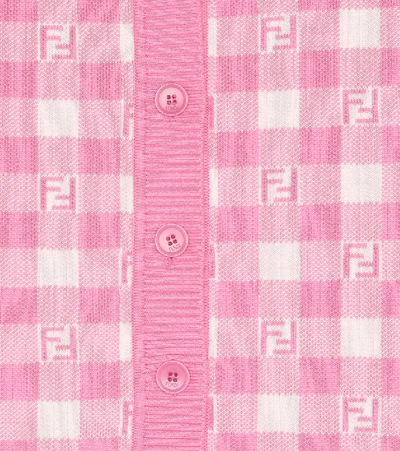 Shop Fendi Ff Checked Cardigan In Pink