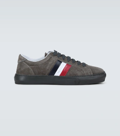 Shop Moncler New Monaco Suede Sneakers In Grey