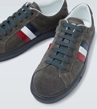 Moncler New Monaco Suede Sneakers In Grey