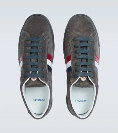 Moncler New Monaco Suede Sneakers In Grey