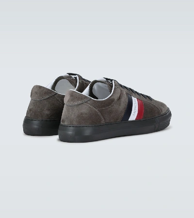 Moncler New Monaco Suede Sneakers In Grey
