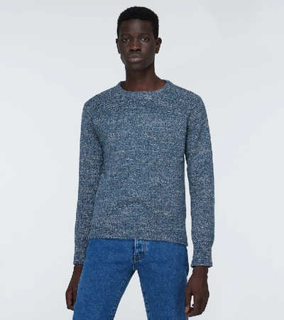 Shop Rrl Knitted Cotton Sweater In Blue