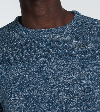 Shop Rrl Knitted Cotton Sweater In Blue
