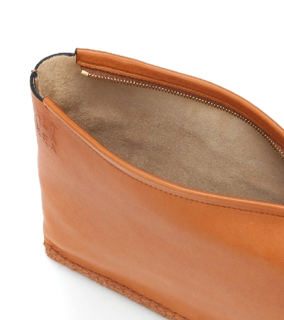 Shop Altuzarra Espadrille Small Leather Clutch In Brown