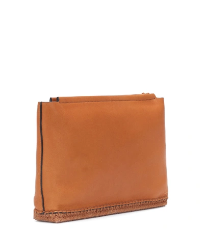 Shop Altuzarra Espadrille Small Leather Clutch In Brown