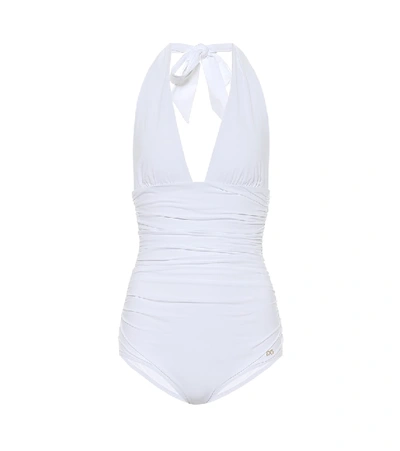 Dolce & Gabbana Halterneck Swimsuit In White