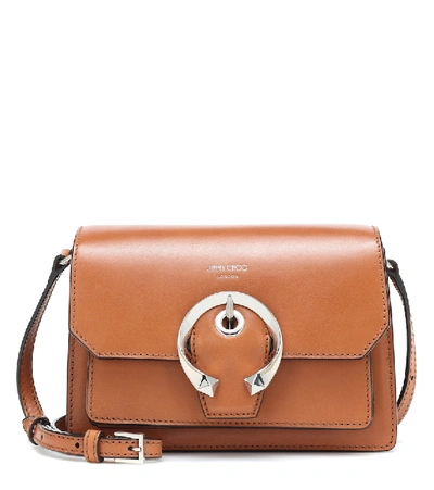 Shop Jimmy Choo Madeline Small Leather Shoulder Bag In Brown