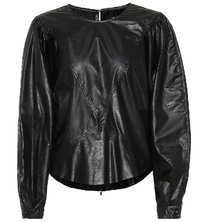 Shop Isabel Marant Dobson Faux Leather Top In Black