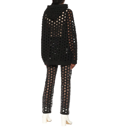 Shop Maison Margiela Perforated Cotton Hoodie In Black
