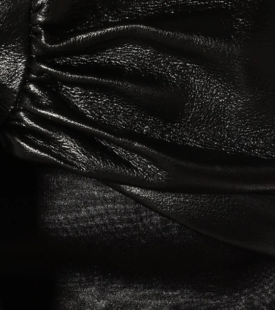 Shop Matériel Tbilisi Faux Leather-trimmed Silk Satin Dress In Black