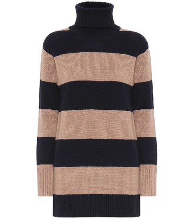 Shop Max Mara Nastro Striped Wool And Cashmere Sweater In Beige