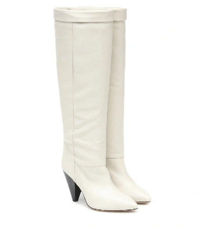 Shop Isabel Marant Loens Leather Knee-high Boots In White