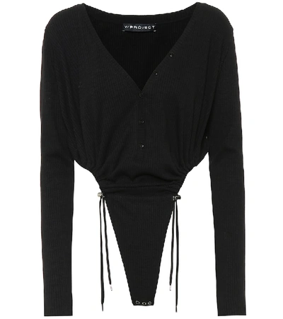 Shop Y/project Stretch Cotton Bodysuit In Black