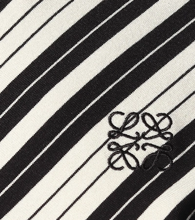 Shop Loewe Striped Stretch-cotton Mockneck Top In Black