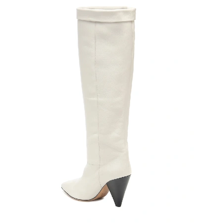 Shop Isabel Marant Loens Leather Knee-high Boots In White