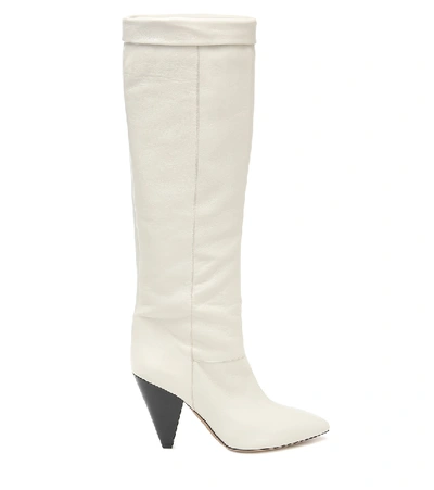 Shop Isabel Marant Loens Leather Knee-high Boots In White